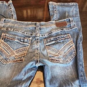 Buckle Black 3 Fit Distressed Blue Jeans 36x34